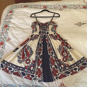 Anthro Ivory Floral Dress
